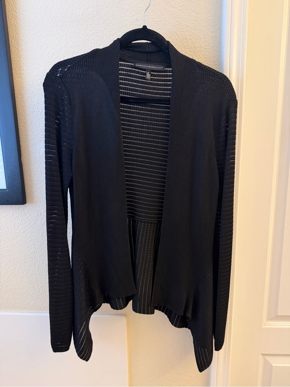 White House Black Market Black Open-Front Ribbed Cardigan